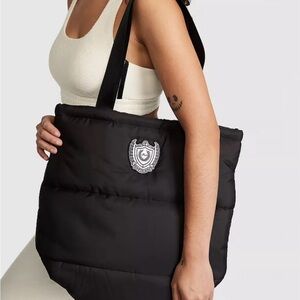 Victoria Secret PINK Logo Quilted Tote Black Bag